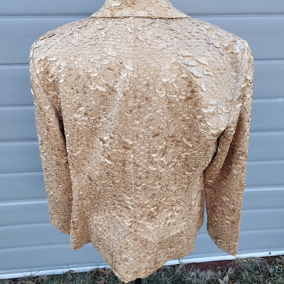 Vintage Talk of The Walk Gold Textured Blazer Jacket  Size 14 - Picture 5 of 11